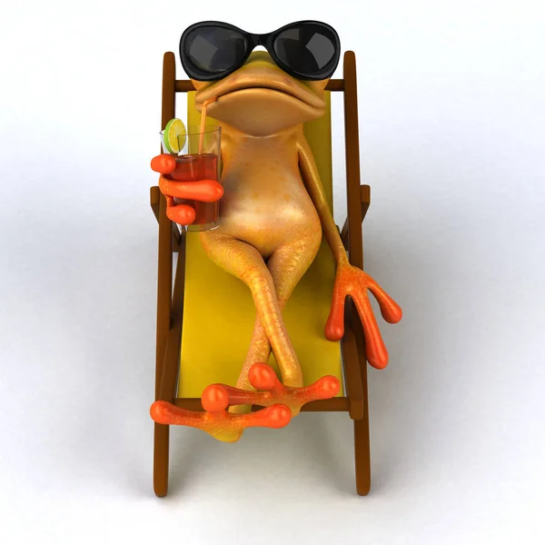 Веселая Лягушка Напитком Иллюстрация — стоковое фото