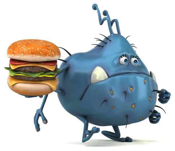 Seriefiguren Med Hamburger Illustration — Stockfoto