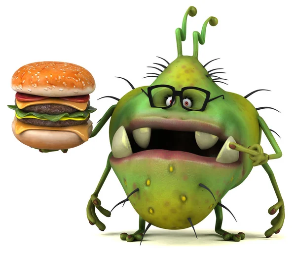 Seriefiguren Med Hamburger Illustration — Stockfoto