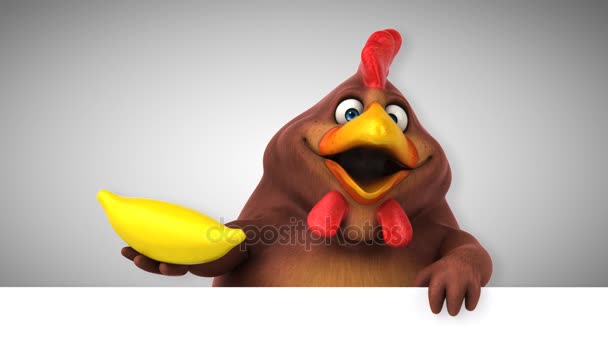 鶏のバナナ アニメーションと楽しい漫画のキャラクター — ストック動画