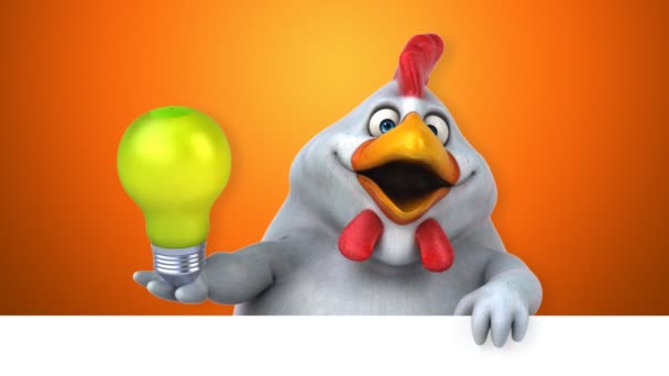 Cartoon character holding light bulb — Stock Video