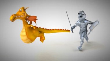 -3d animasyon karakterleri şövalye ve ejderha 