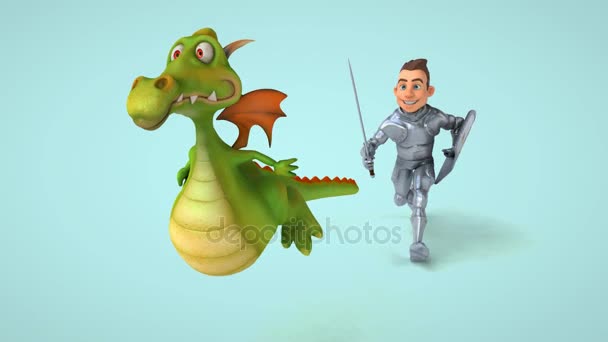 Caballero Dragón Personajes Animación — Vídeo de stock