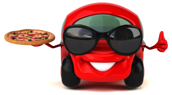 Szórakoztató Rajzfilmfigura Pizza Illusztráció — Stock Fotó