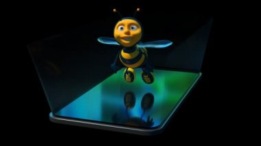 Arı karakter bir telefon - 3d animasyon