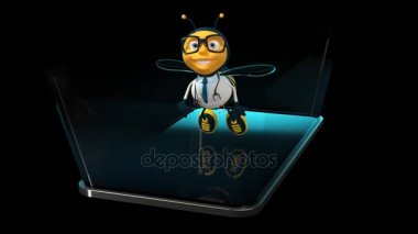 Arı karakter bir telefon - 3d animasyon