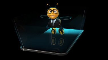 Arı karakter bir telefon - 3d animasyon