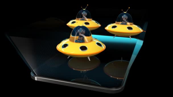 Modern Smartphone Spaceships Animation — Stock Video