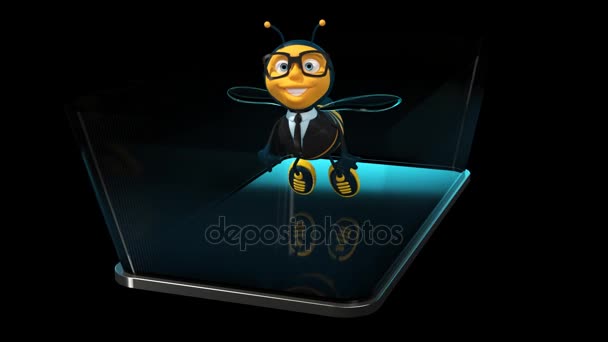 Персонаж Пчелы Телефоне Анимация — стоковое видео