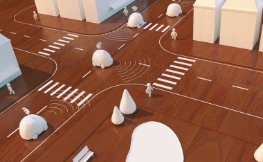 Otomobil - 3d çizim kendi kendine sürüş
