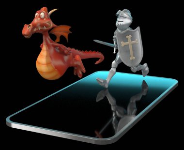 Knight ve Dragon - 3d çizim telefon
