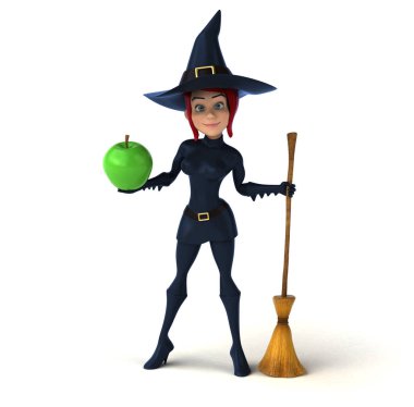 çizgi film karakteri cadı apple - 3d çizim ile