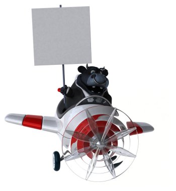 çizgi film karakteri uçakta - 3d çizim