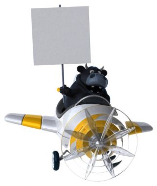 çizgi film karakteri uçakta - 3d çizim