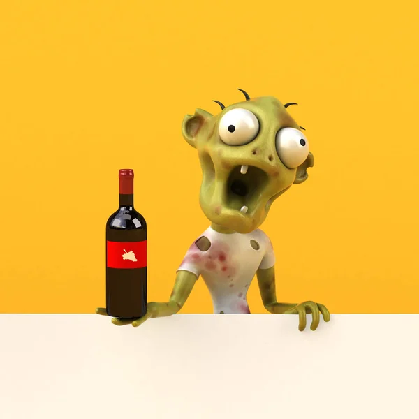 Personaje Dibujos Animados Con Vino Ilustración — Foto de Stock