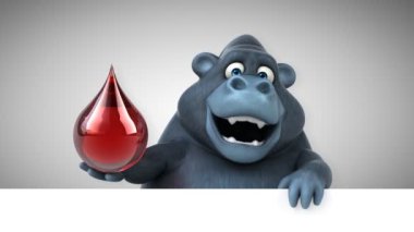 Damla, goril - 3d çizim ile eğlenceli çizgi film karakteri