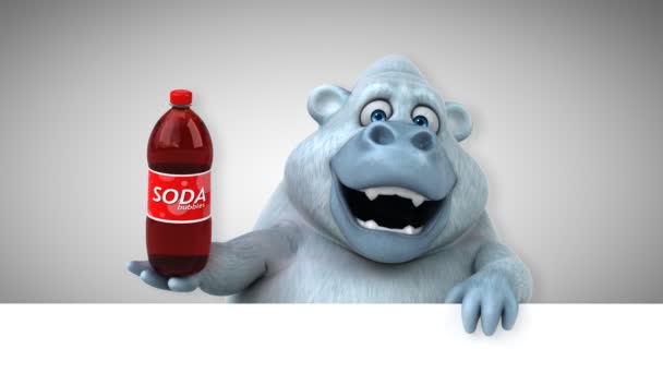 Goril Komik Çizgi Film Karakteri Ile Soda Animasyon — Stok video
