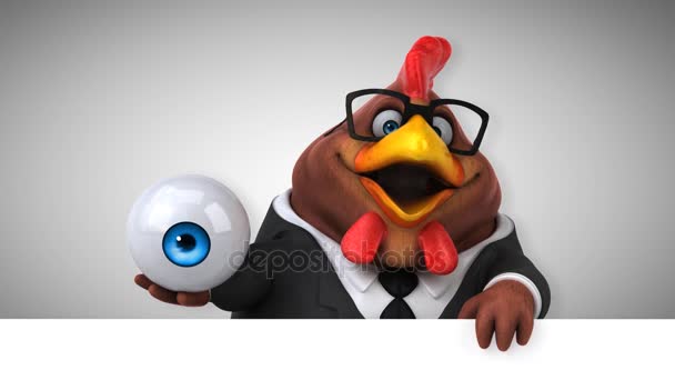 Κοτόπουλο Διασκεδαστικό Χαρακτήρα Κινουμένων Σχεδίων Μάτι Animation — Αρχείο Βίντεο