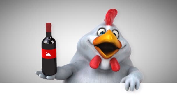 Hühnerspaß Cartoon Figur Mit Wein Animation — Stockvideo