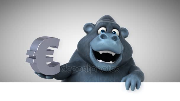 Rolig Gorilla Holding Euro Animation — Stockvideo