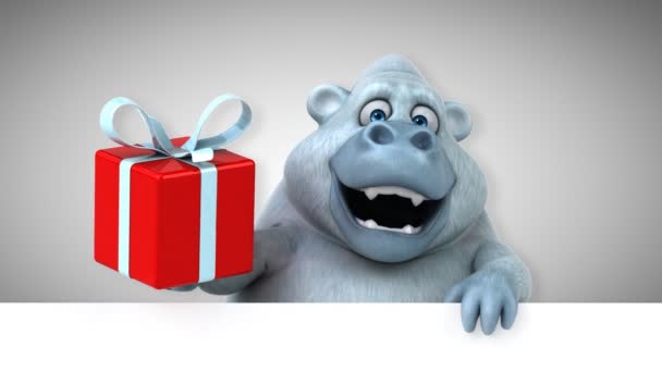 Funny Cartoon Character Gift Yeti Animation — Stock Video © julos