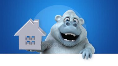 ev - 3d animasyon tutmak yeti çizgi film karakteri 