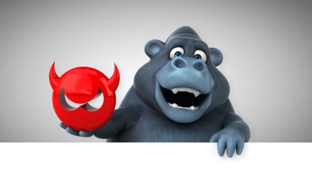 Engraçado Gorila Personagem Desenho Animado Segurando Vírus — Vídeo de Stock