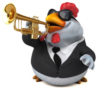 Müzik - 3d çizim eğlenceli çizgi film karakteri