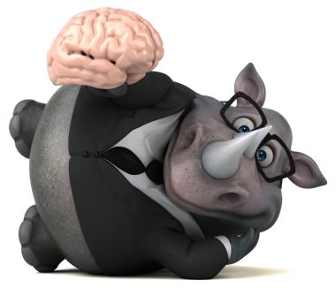 Eğlenceli çizgi film işadamı beyin - 3d çizim ile