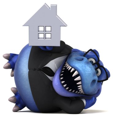 Eğlenceli karakteri ile ev - 3d çizim