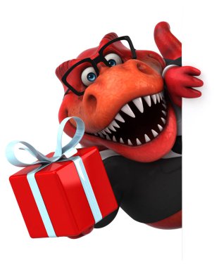 Eğlenceli çizgi film karakteri ile hediye - 3d çizim 