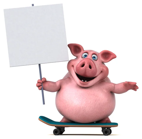 Patinage Cochon Amusant Illustration — Photo