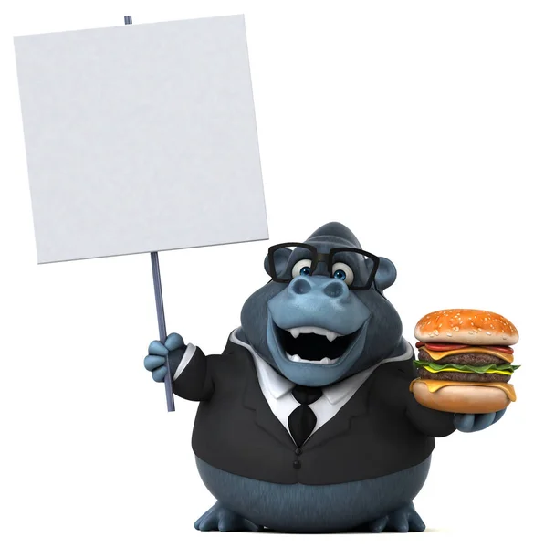 Fun Cartoon Businessman Hamburger Illustration — Stock Photo, Image