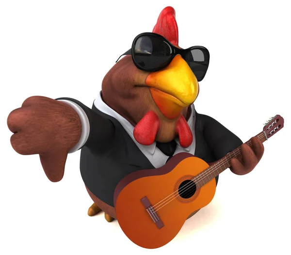 Fun cartoon character playing music  - 3D Illustration