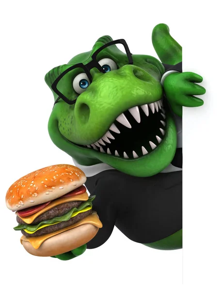 Fun Cartoon Businessman Hamburger Illustration — Stock Photo, Image