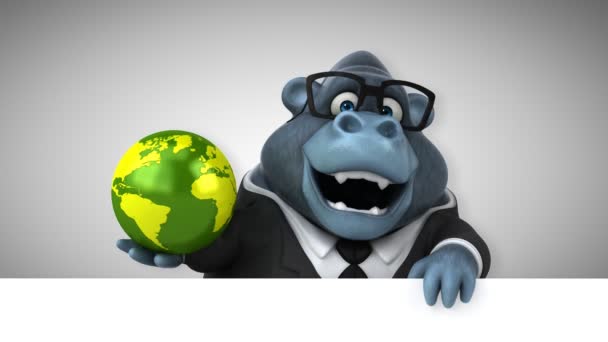 Gorille Amusant Personnage Dessin Animé Avec Planète Animation — Video