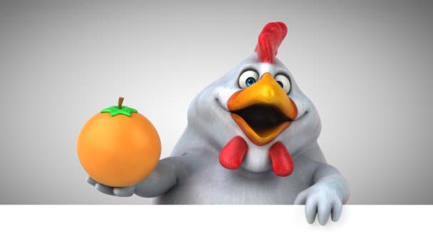 Lustige Zeichentrickfigur Mit Orange Huhn Animation — Stockvideo