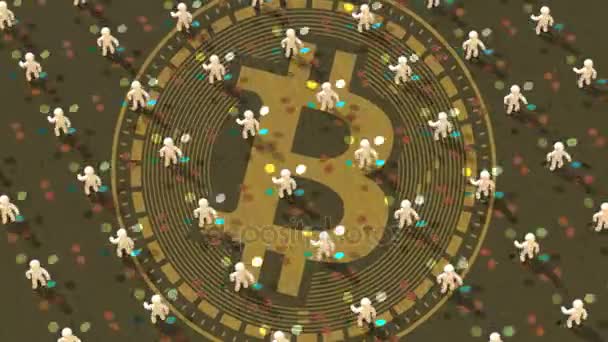 Bitcoin Blockchain Концепция Обмена Валюты Animation — стоковое видео