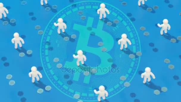 Bitcoin Blockchain Concepto Cambio Dinero Animación — Vídeo de stock