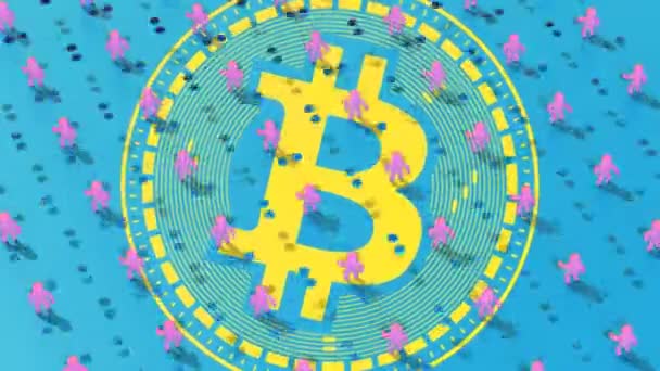 Bitcoin Blockchain Και Χρήματα Ανταλλαγή Έννοια Animation — Αρχείο Βίντεο