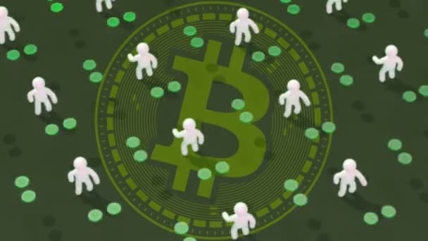 Bitcoin Blockchain Concepto Cambio Dinero Animación — Vídeo de stock