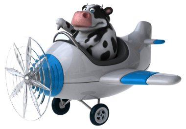 karakter ve uçak - 3d illüstrasyon karikatür