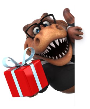 Eğlenceli çizgi film karakteri ile hediye - 3d çizim