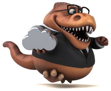 Eğlenceli Trex karakteri ile bulut - 3d çizim    