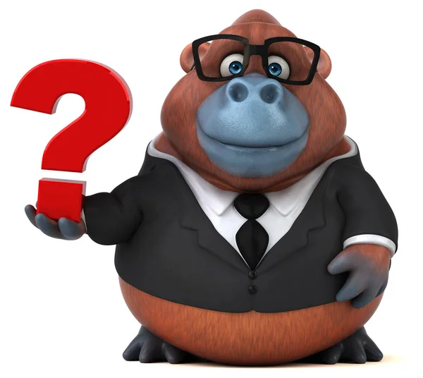 Fun Cartoon Character Question Illustration — Stock Photo, Image