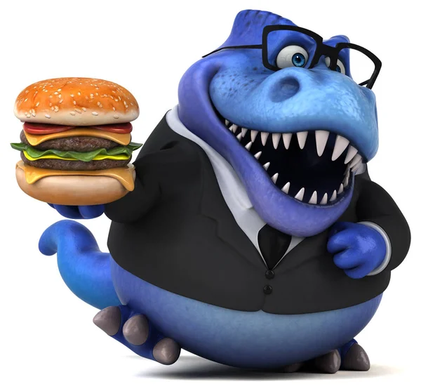 Spaßfigur Trex Mit Hamburger Illustration — Stockfoto