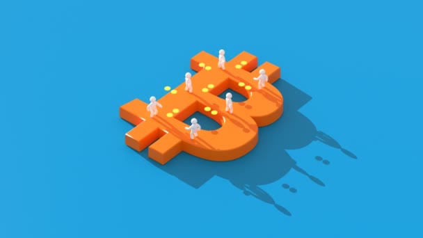 Bitcoin Blockchain Concepto Cambio Dinero Animación — Vídeo de stock