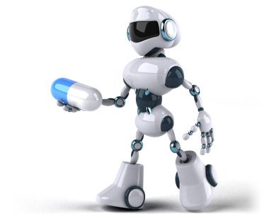 Robot çizgi film karakteri ile hap