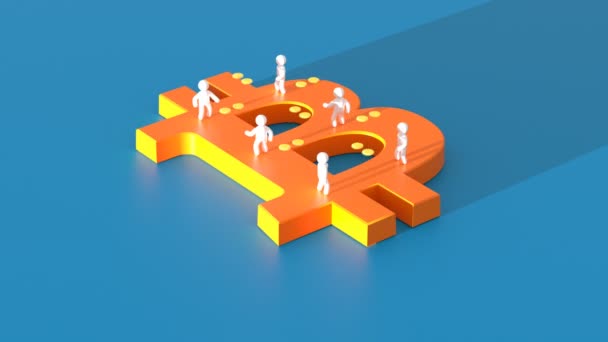 Bitcoin Blockchain Και Χρήματα Ανταλλαγή Έννοια Animation — Αρχείο Βίντεο