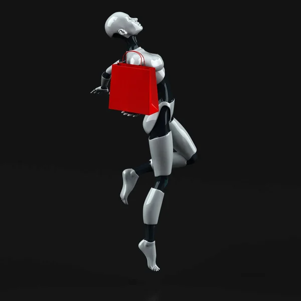 Ρομπότ Χαρακτήρα Κινουμένων Σχεδίων Τσάντα — Φωτογραφία Αρχείου